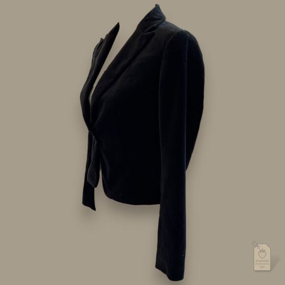 Banana Republic Black Suede Velvet Blazer Jacket Fitted Single Button 0 - Picture 4 of 10